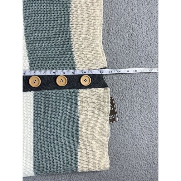 New Womens Infinity Scarf Blue Cream Button Detail Winter Knit Shawl Neck Wrap - Picture 7 of 7